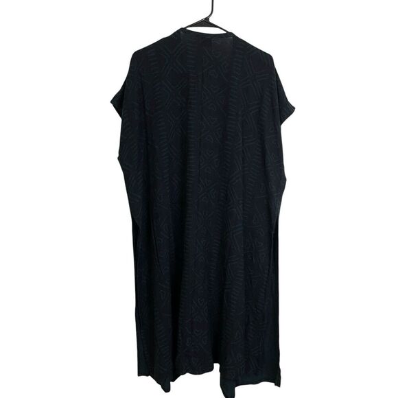 Dairi Fashions Knit Cardigan Sweater Black Moroccan Tribal Long Slits Womens OS - Picture 2 of 9